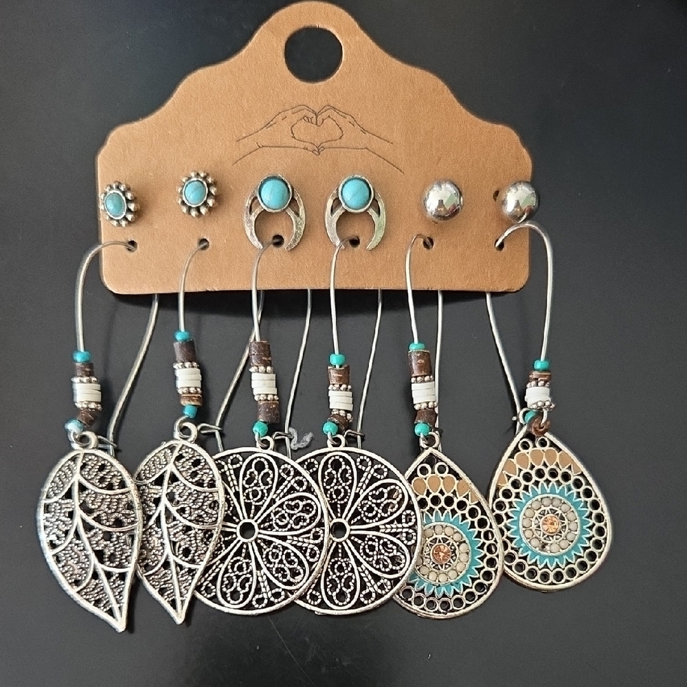 Silver and Turquoise Earring Set